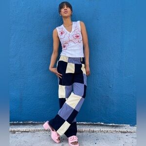 Urban Outfitters Patchwork Wide-Leg Pants in Black, Navy, Cream, Lavender